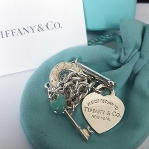 TIFFANY CO Blue Enamel Charm Toggle Bracelet